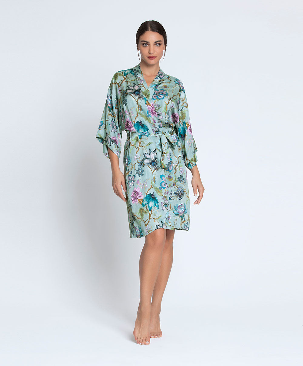 Deshabille en satin de viscose Reve en fleurs opale Lise Charmel ALJ2043 RO 3