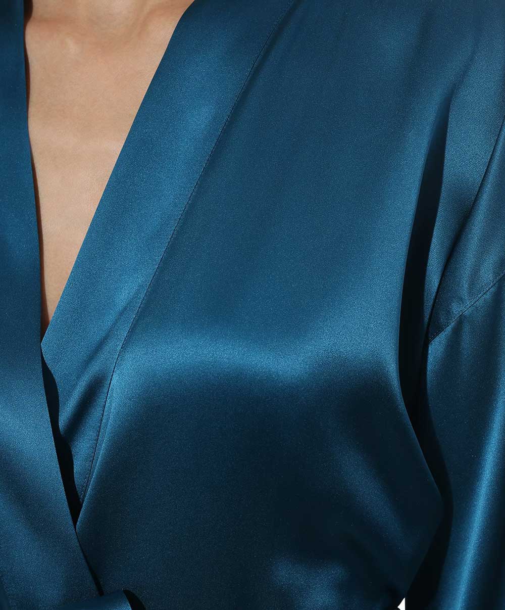 Déshabillé en soie Lise Charmel Splendeur Soie cyan ALC2080-SC