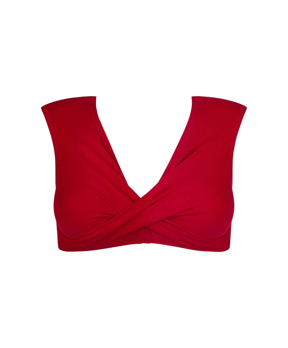 Maillot de bain crop top sans armatures à mancherons La Chiquissima rouge Antigel Bain EBB2114-MR