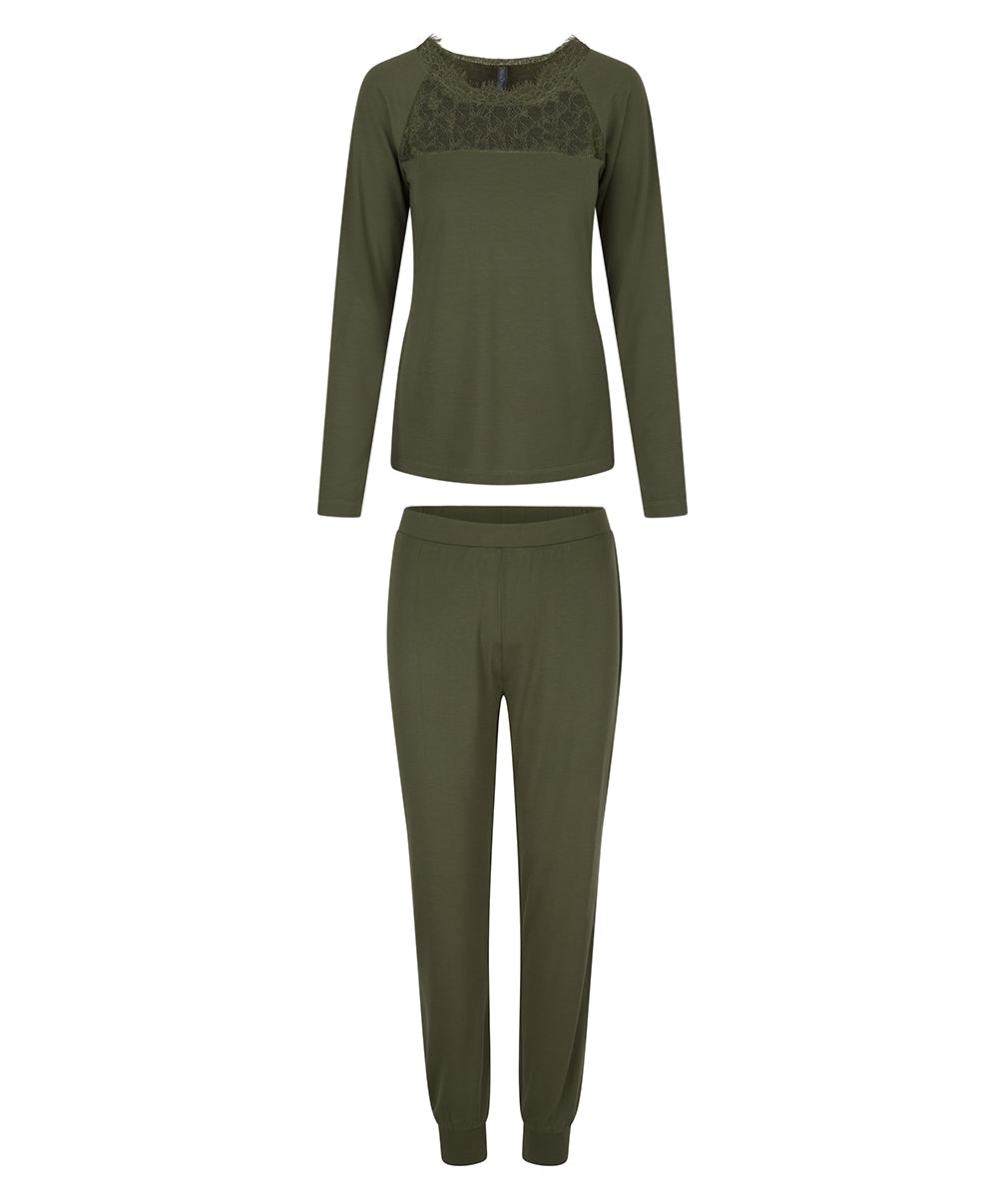 Ensemble pyjama "avocado" inserts en dentelle Lingadore nightwear Lingadore 6314-136-AVOC