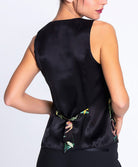 Gilet en satin de soie Lise Charmel Fleurs Étoiles éclat étoile (noir et multicolore) ALH7596-EE