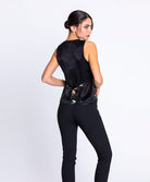 Gilet en satin de soie Lise Charmel Fleurs Étoiles éclat étoile (noir et multicolore) ALH7596-EE