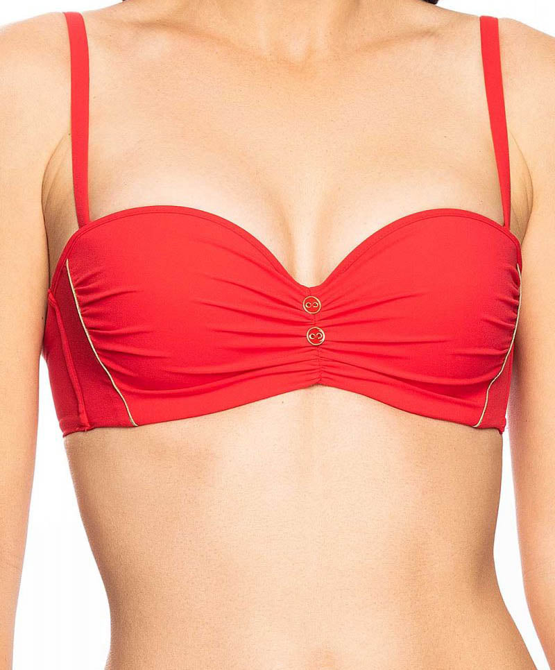 Maillot de bain bandeau brassière Lise Charmel bain Plaisir régate Rouge hibiscus ABB5040-RH