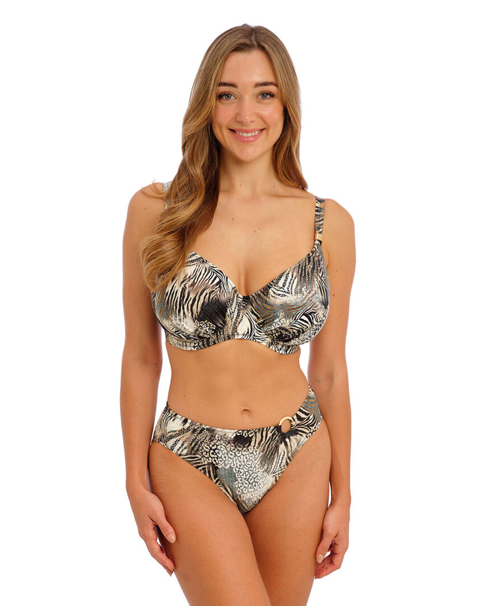 Haut de maillot de bain grande taille plongeant couvrant avec armatures Fantasie swim Seraya Sands monochrome FS503701-MOM