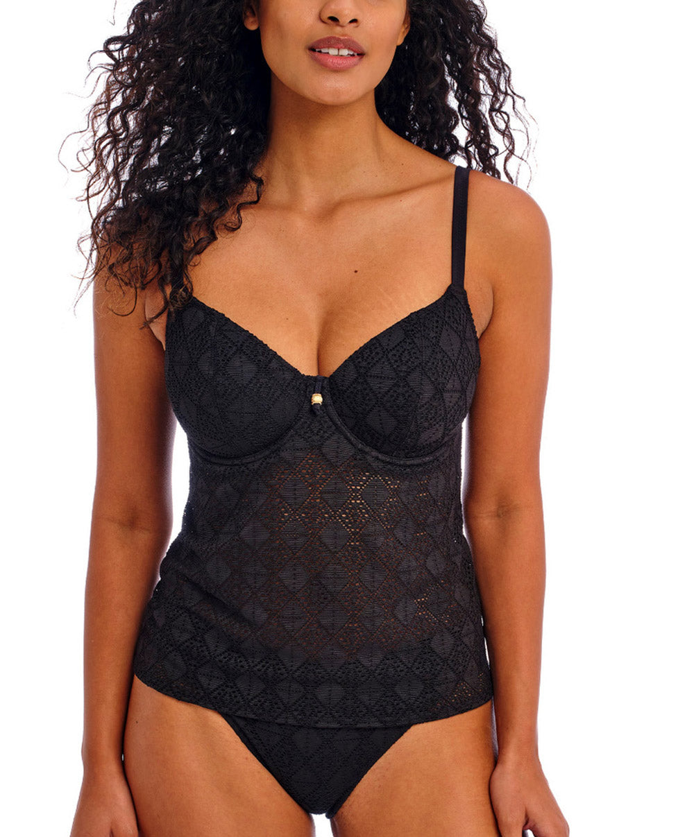 Haut de maillot de bain tankini grande taille Nomad Nights noir Freya swim AS205456-BLK