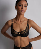Soutien-gorge foulard emboitant Gold pleasure Black light Aubade IDN13-BLLI