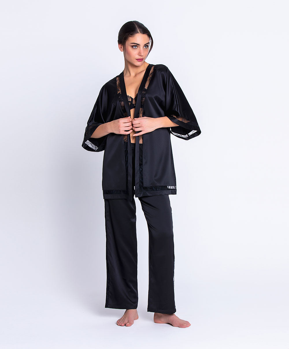 Kimono court manches 3/4 Lise Charmel Adorable en Sexy noir ALH2285-NO