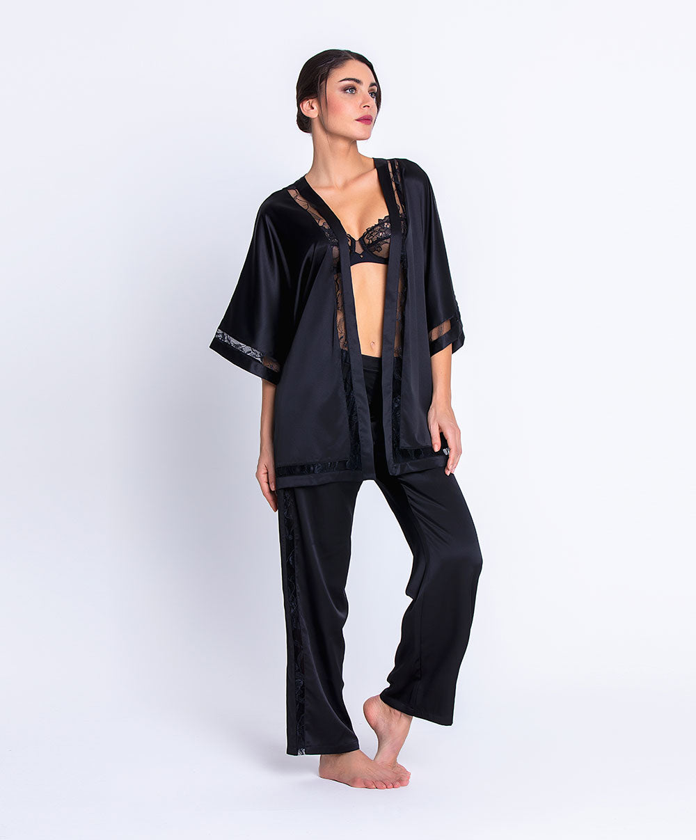 Kimono court manches 3/4 Lise Charmel Adorable en Sexy noir ALH2285-NO