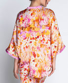 Kimono court en soie Lise Charmel Jardins de Lumière bouquet multicolore ALH2249-BL