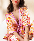 Kimono court en soie Lise Charmel Jardins de Lumière bouquet multicolore ALH2249-BL