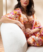 Kimono court en soie Lise Charmel Jardins de Lumière bouquet multicolore ALH2249-BL
