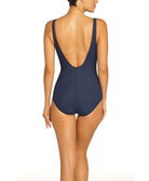 Maillot de bain 1 pièce gainant sans armatures bleu marine blanc Charmline Swimwear sculptant CH-1974-759-116