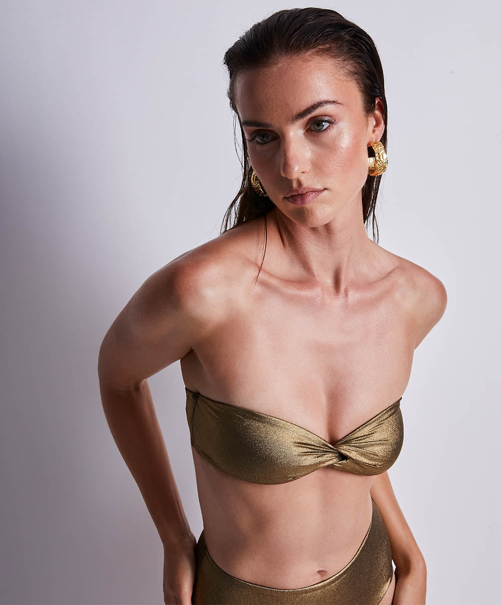 Haut de maillot bandeau coque amovible Sunlight glow Antique gold Aubade Bain 2U06-O-ANTI
