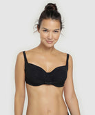 Soutien-gorge de bain corbeille bonnet profond La Smart Chérie noir jet set Antigel Bain FBA3519-NJ face