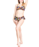 Maillot de bain slip "Jupette" La Muse en Fleurs bouquet radieux noir Antigel Bain EBB0830-BR