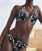Slip de bain brésilien Aubade Bain Danse de feuilles Hawaien noir PV22-HANO