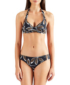 Slip de bain brésilien Aubade Bain Danse de feuilles Hawaien noir PV22-HANO