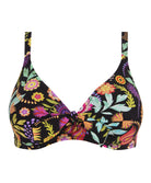 Maillot de bain triangle armatures La Muse en Fleurs bouquet radieux noir Antigel Bain FBB3230-BR