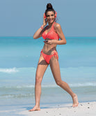 Maillot de bain triangle mousse sans armatures La Starlette star corail Antigel Bain EBB2705-SC