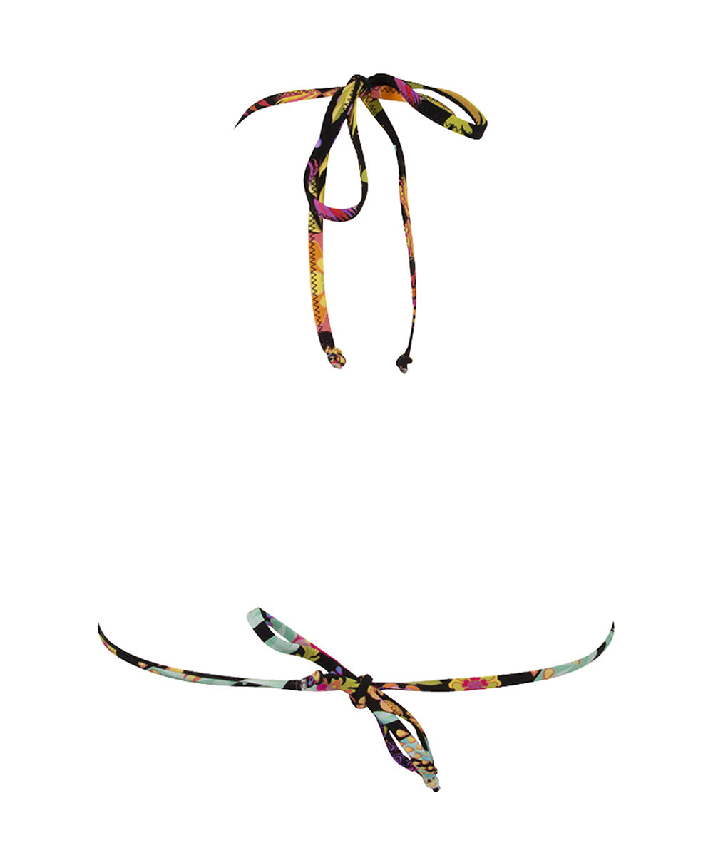 Maillot de bain triangle sans armatures cookie amovible La Muse en Fleurs bouquet radieux noir Antigel Bain EBB2830-BR