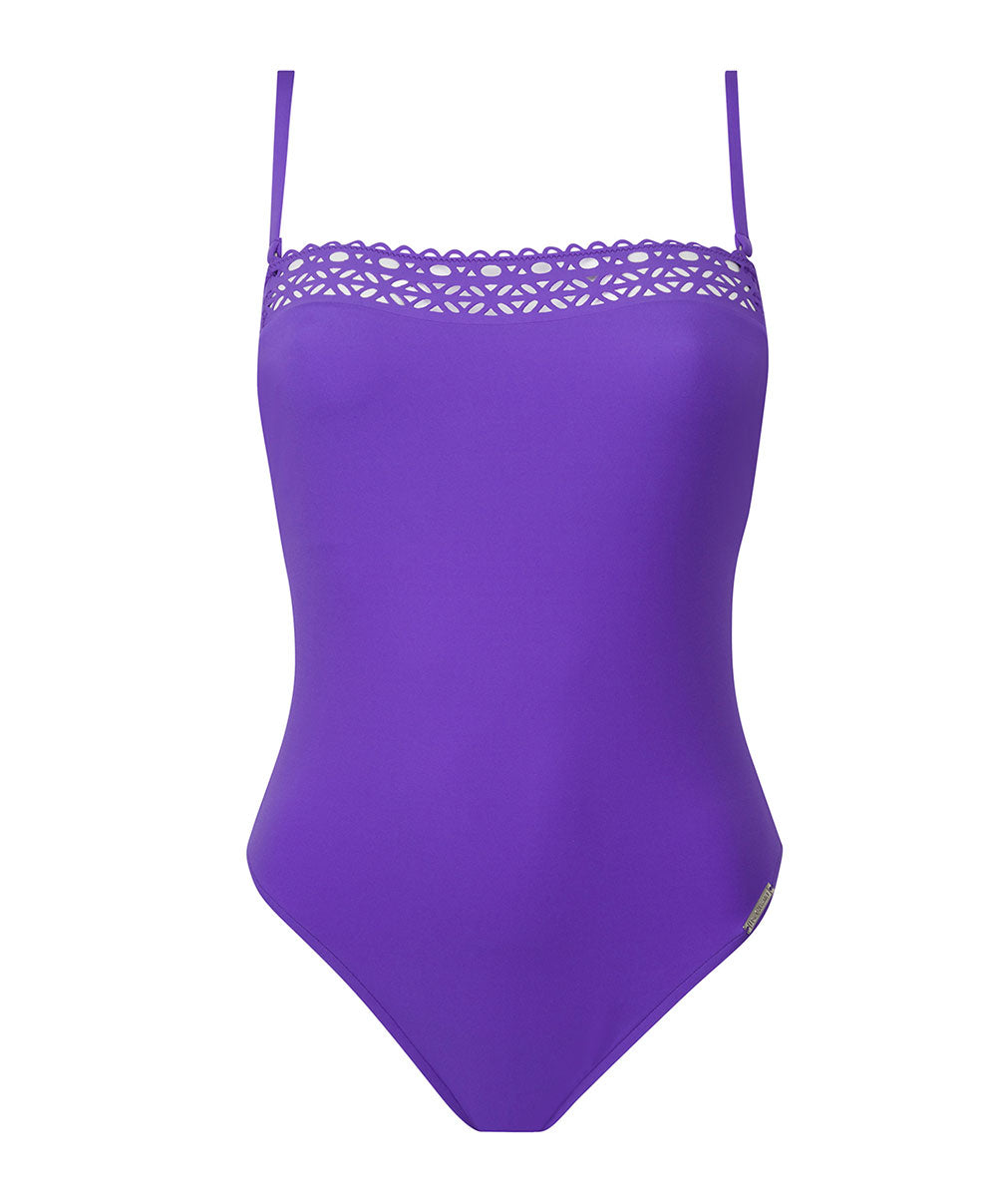 Maillot de bain une pièce bustier sans armatures bretelles amovibles Lise Charmel bain Ajourage Couture iris ABA7215-IC 100