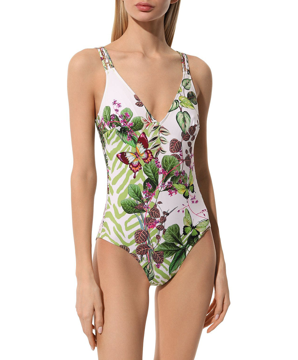 Maillot de bain une pièce sans armatures dos ouvert Lise Charmel bain Envolée Tropicale lumière  ABB6973-LT