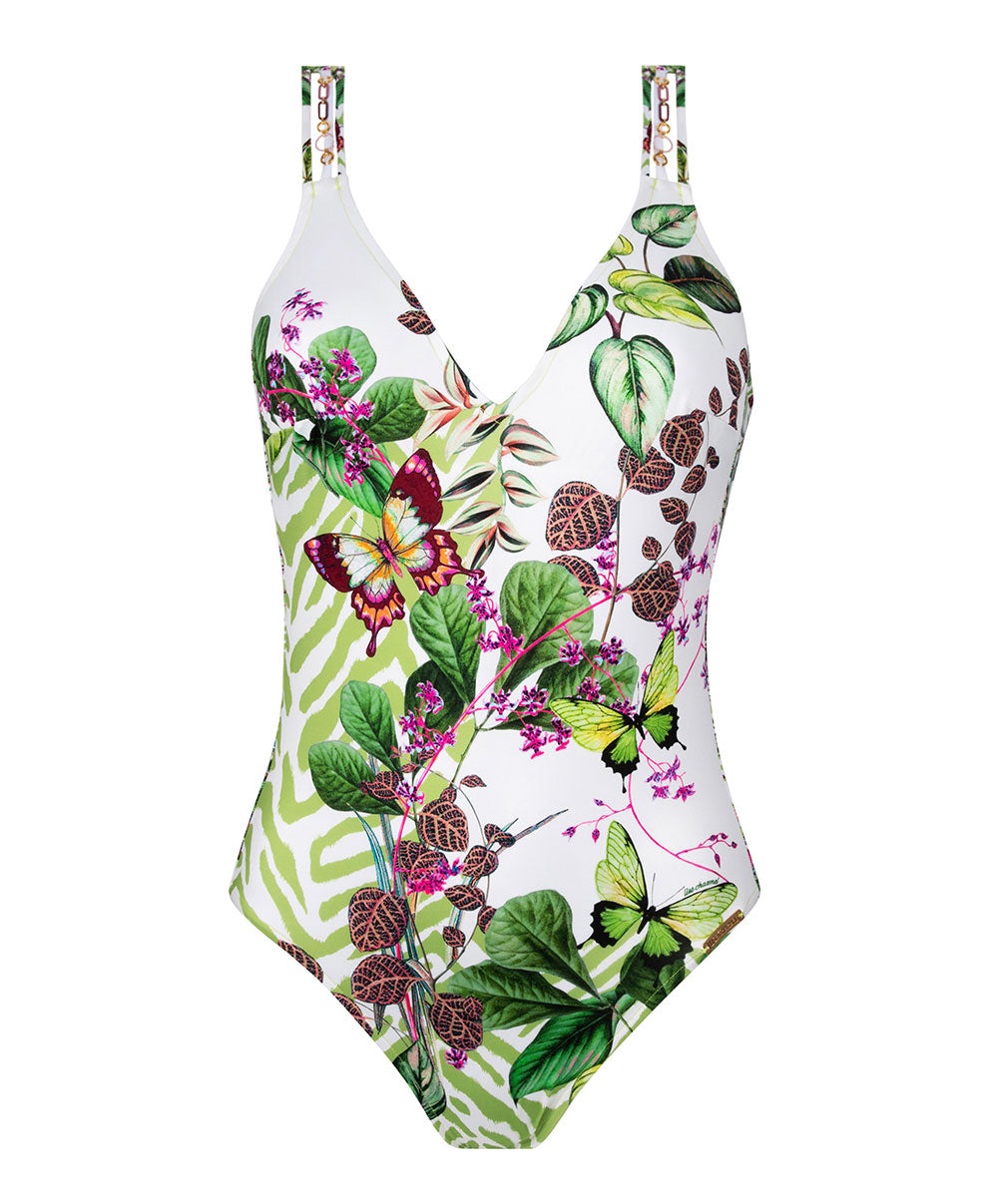 Maillot de bain une pièce sans armatures dos ouvert Lise Charmel bain Envolée Tropicale lumière  ABB6973-LT