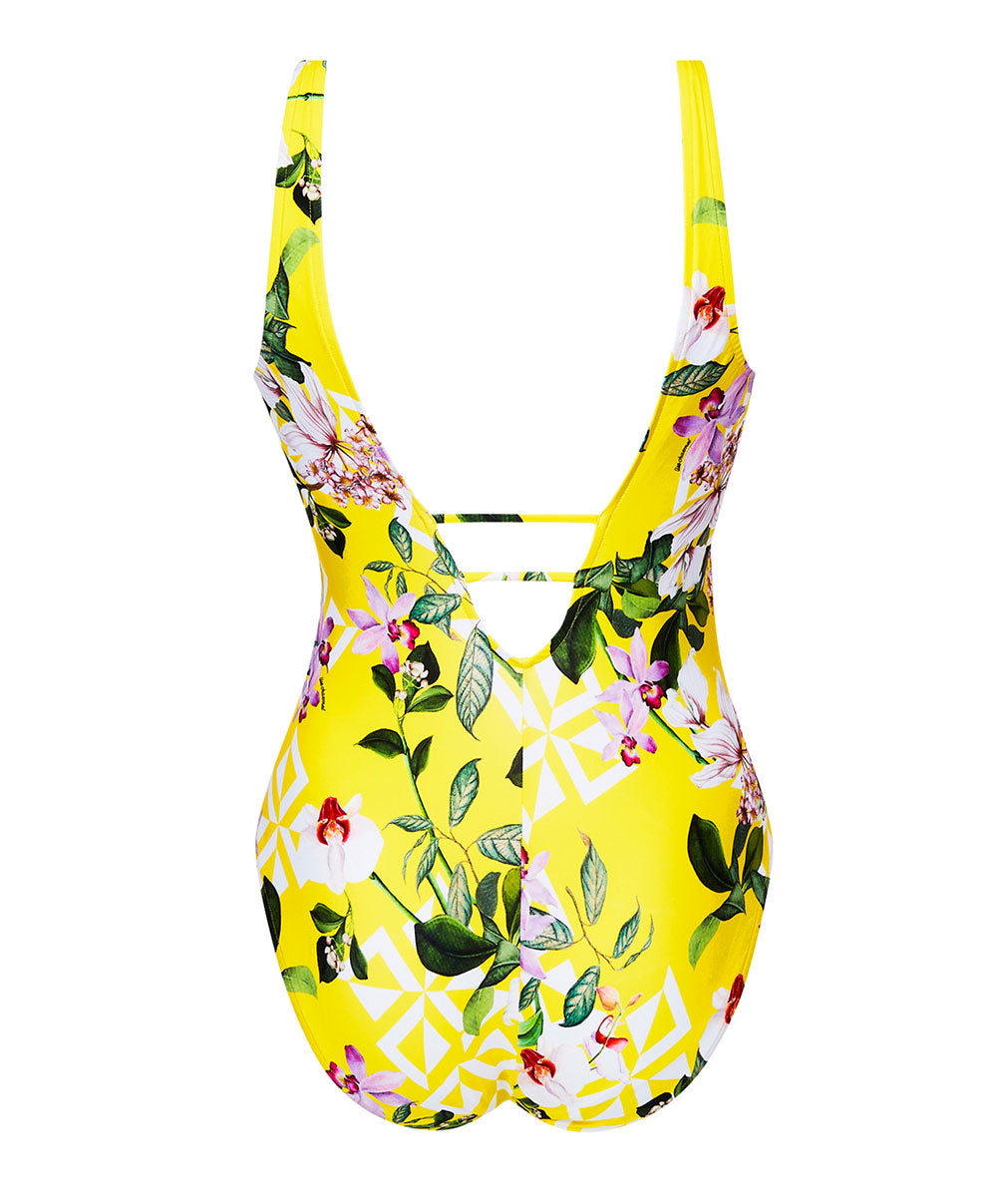 Maillot de bain une pièce sans armatures dos ouvert Lise Charmel bain Jardin Délice soleil jaune ABB6978-SD 100