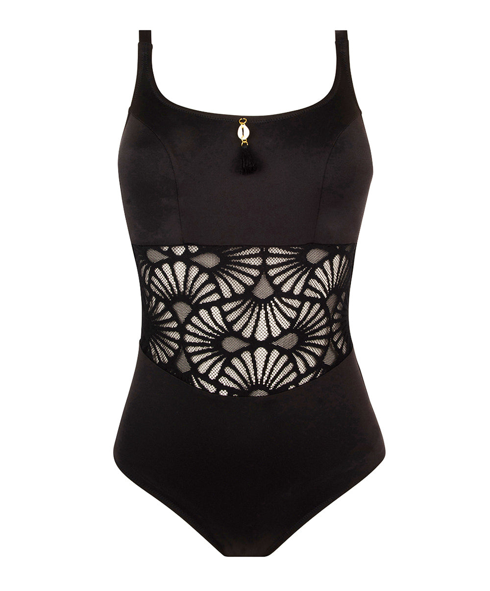 Maillot de bain une pièce maintien avec armatures La Muse Dentelle noir Antigel Bain FBB6206-NO