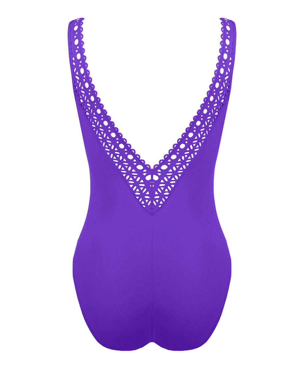 Maillot de bain une pièce dos ouvert Lise Charmel bain Ajourage Couture iris ABA6915-IC