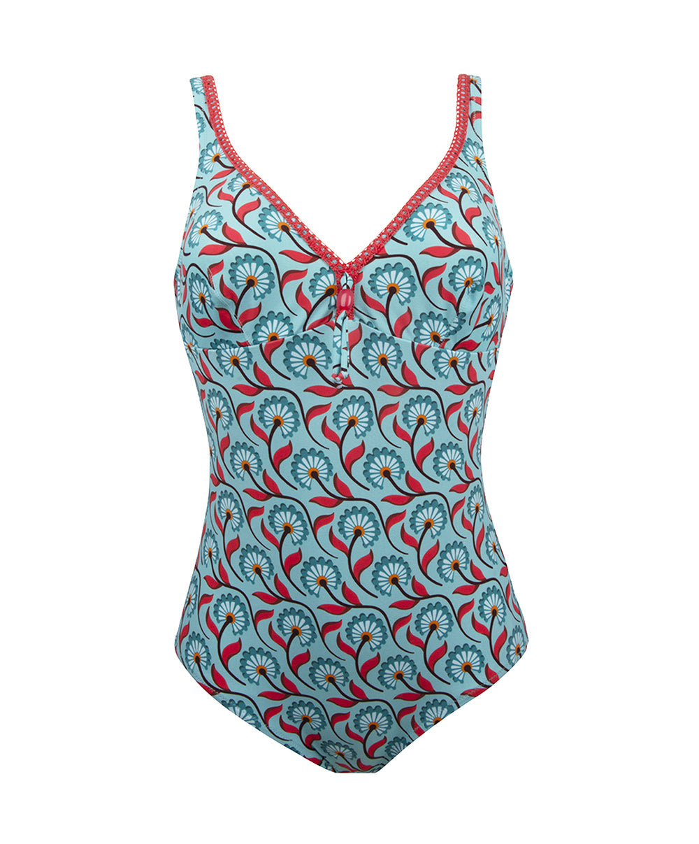 Maillot de bain une pièce maintien sans armatures La Muse Bohème azur Antigel Bain FBB9236-AB