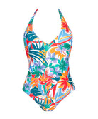 Maillot de bain une pièce sans armatures tour de cou La Flaneuse papiers découpés multicolore Antigel Bain EBB9267-PD