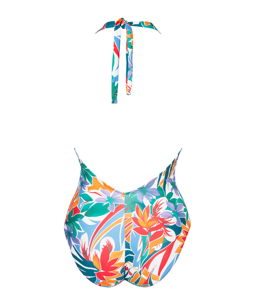 Maillot de bain une pièce sans armatures tour de cou La Flaneuse papiers découpés multicolore Antigel Bain EBB9267-PD