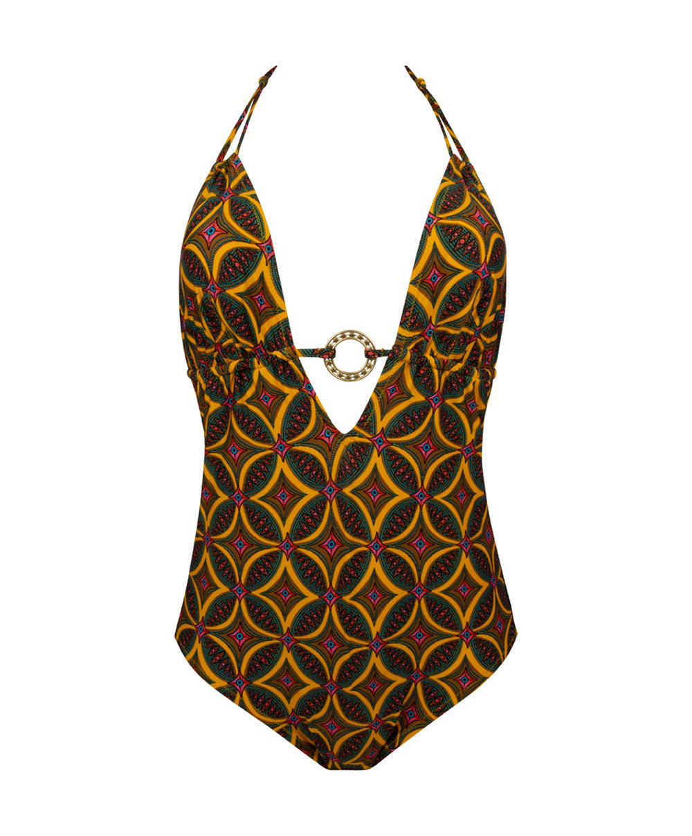 Maillot de bain une pièce sexy La Muse Africa jaune Antigel Bain EBB9256-JA