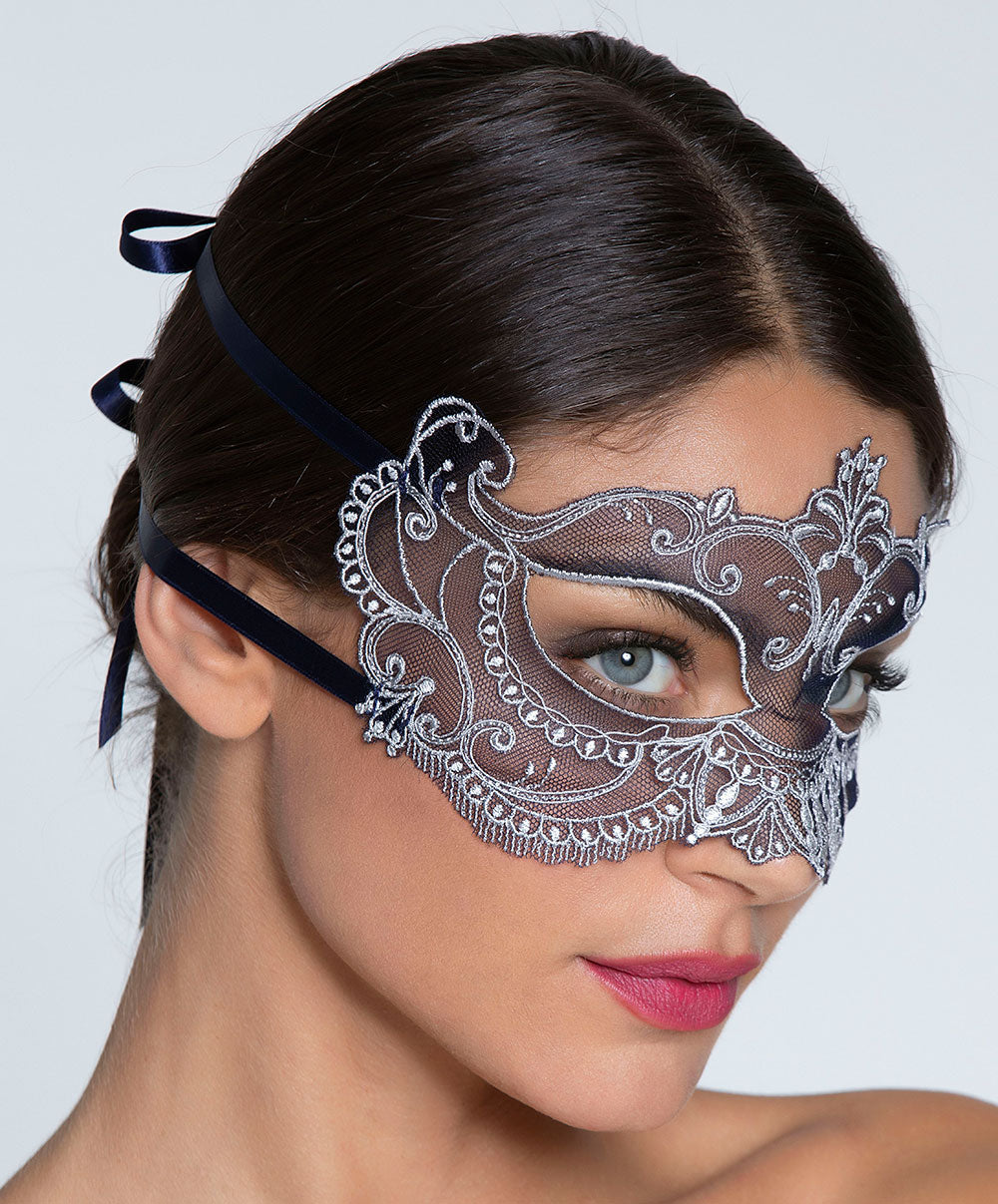 Masque sexy Lise Charmel Déesse en Glam marine argent AIH9015-MA