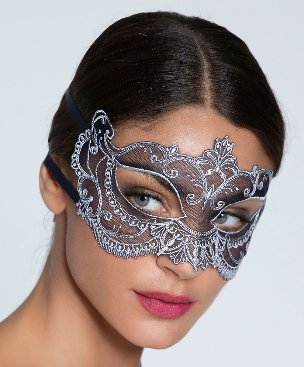 Masque sexy Lise Charmel Déesse en Glam marine argent AIH9015-MA