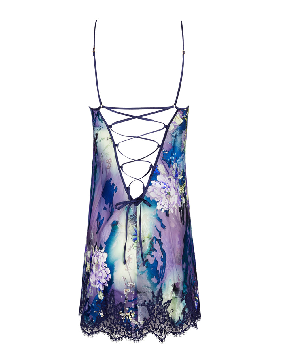 Nuisette babydoll en soie et viscose Lise Charmel Déesse Désirs mauve ALH1777-MD