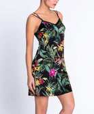 Nuisette en satin de soie Lise Charmel Fleurs Étoiles éclat étoile (noir et multicolore) ALH1096-EE