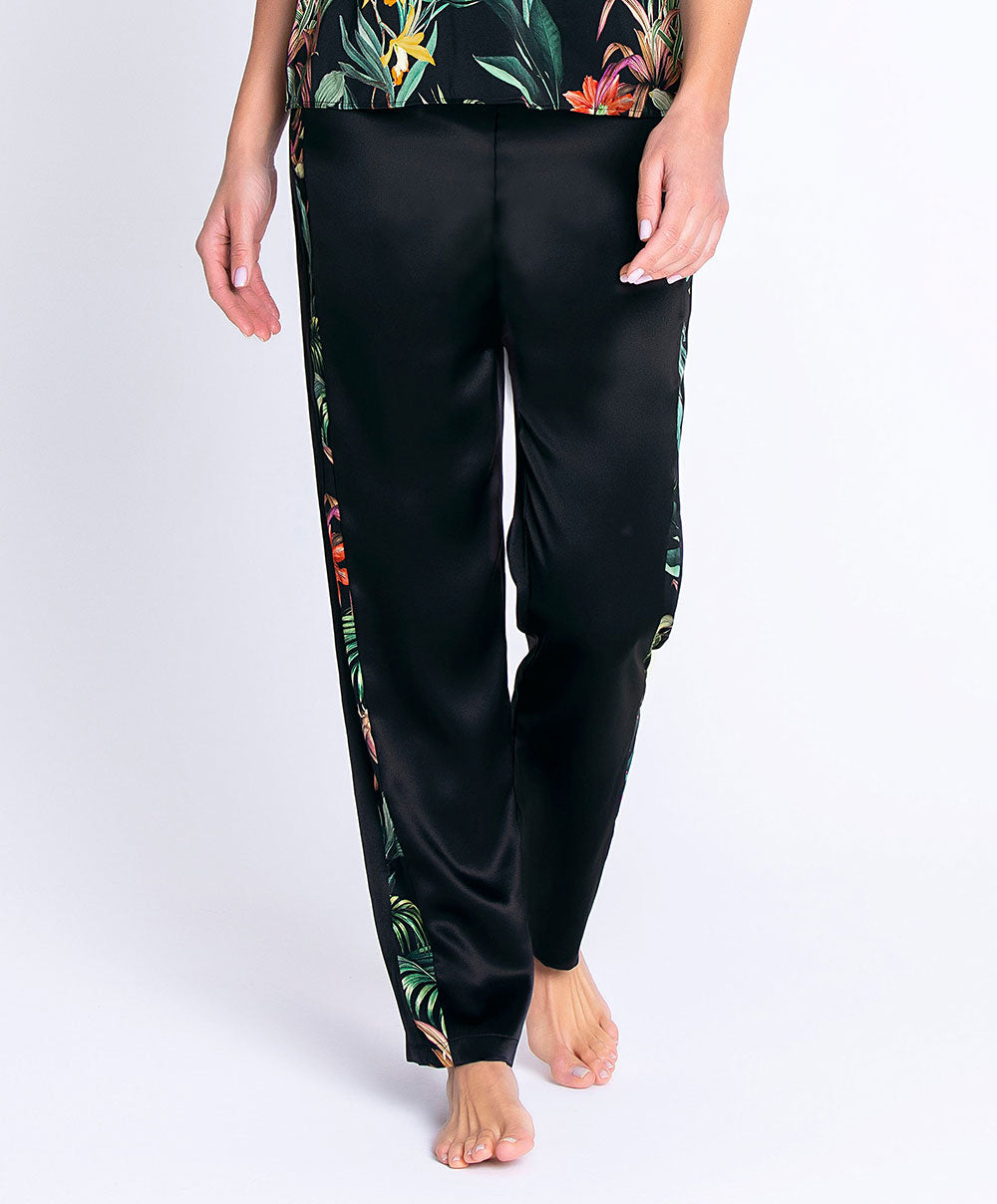 Pantalon en satin de soie Lise Charmel Fleurs Étoiles éclat étoile (noir et multicolore) ALH0096-EE