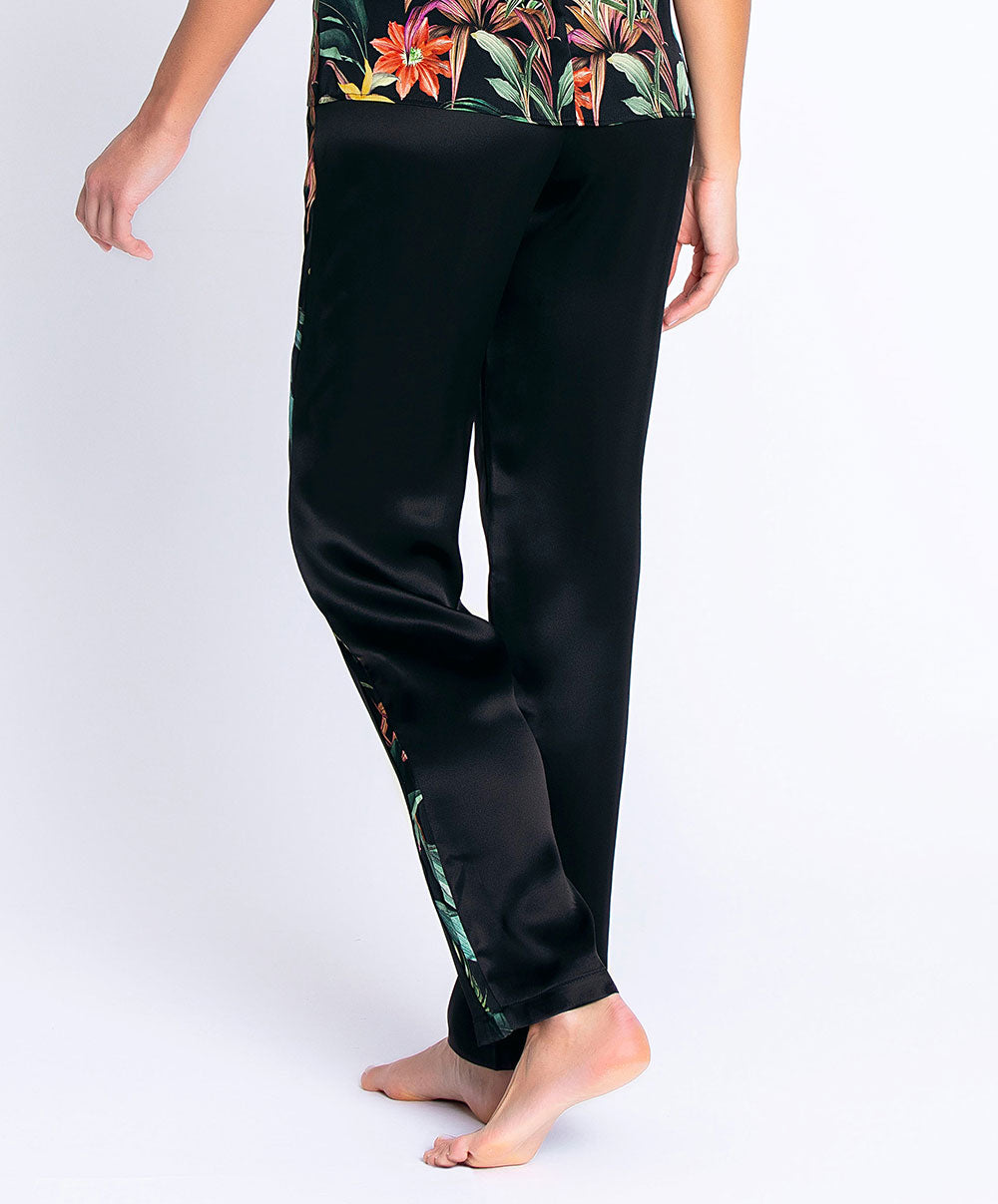 Pantalon en satin de soie Lise Charmel Fleurs Étoiles éclat étoile (noir et multicolore) ALH0096-EE