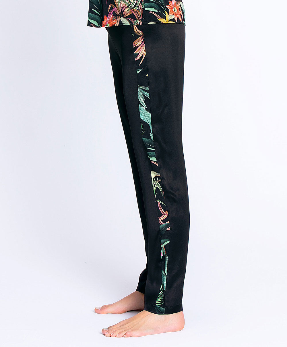 Pantalon en satin de soie Lise Charmel Fleurs Étoiles éclat étoile (noir et multicolore) ALH0096-EE