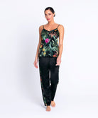 Pantalon en satin de soie Lise Charmel Fleurs Étoiles éclat étoile (noir et multicolore) ALH0096-EE