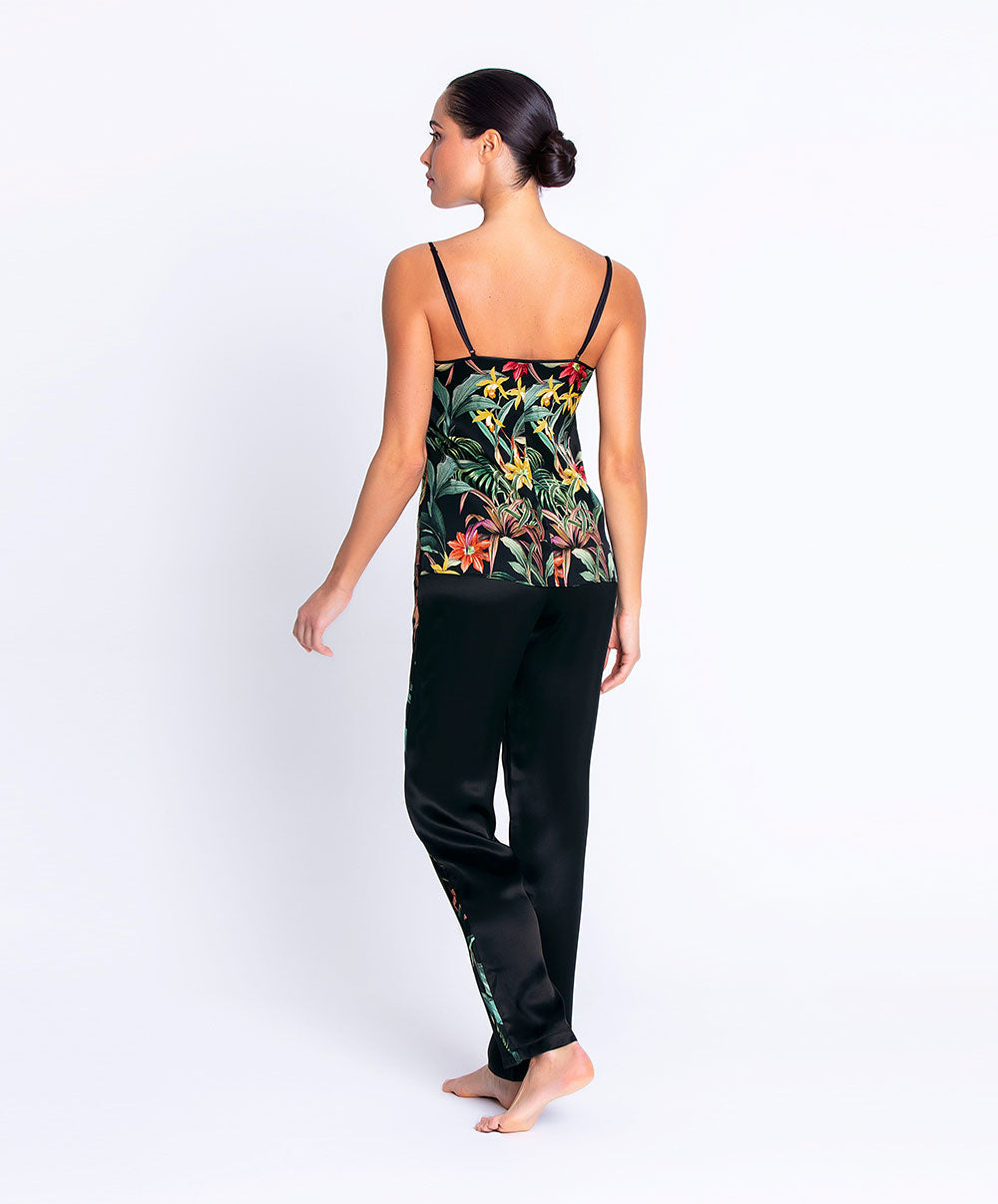 Pantalon en satin de soie Lise Charmel Fleurs Étoiles éclat étoile (noir et multicolore) ALH0096-EE