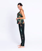 Pantalon en satin de soie Lise Charmel Fleurs Étoiles éclat étoile (noir et multicolore) ALH0096-EE