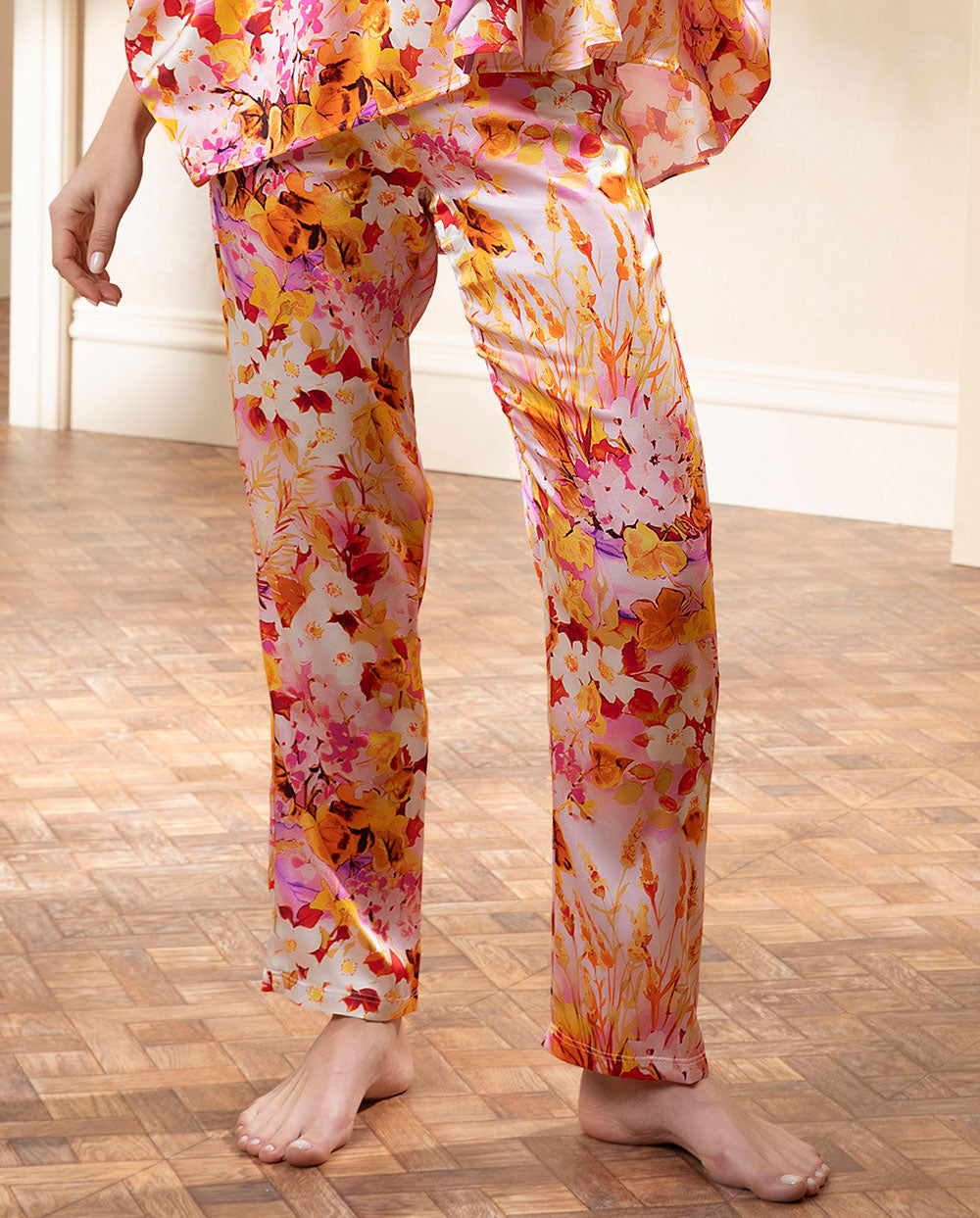 Pantalon en soie Lise Charmel Jardins de Lumière bouquet multicolore ALH0049-BL