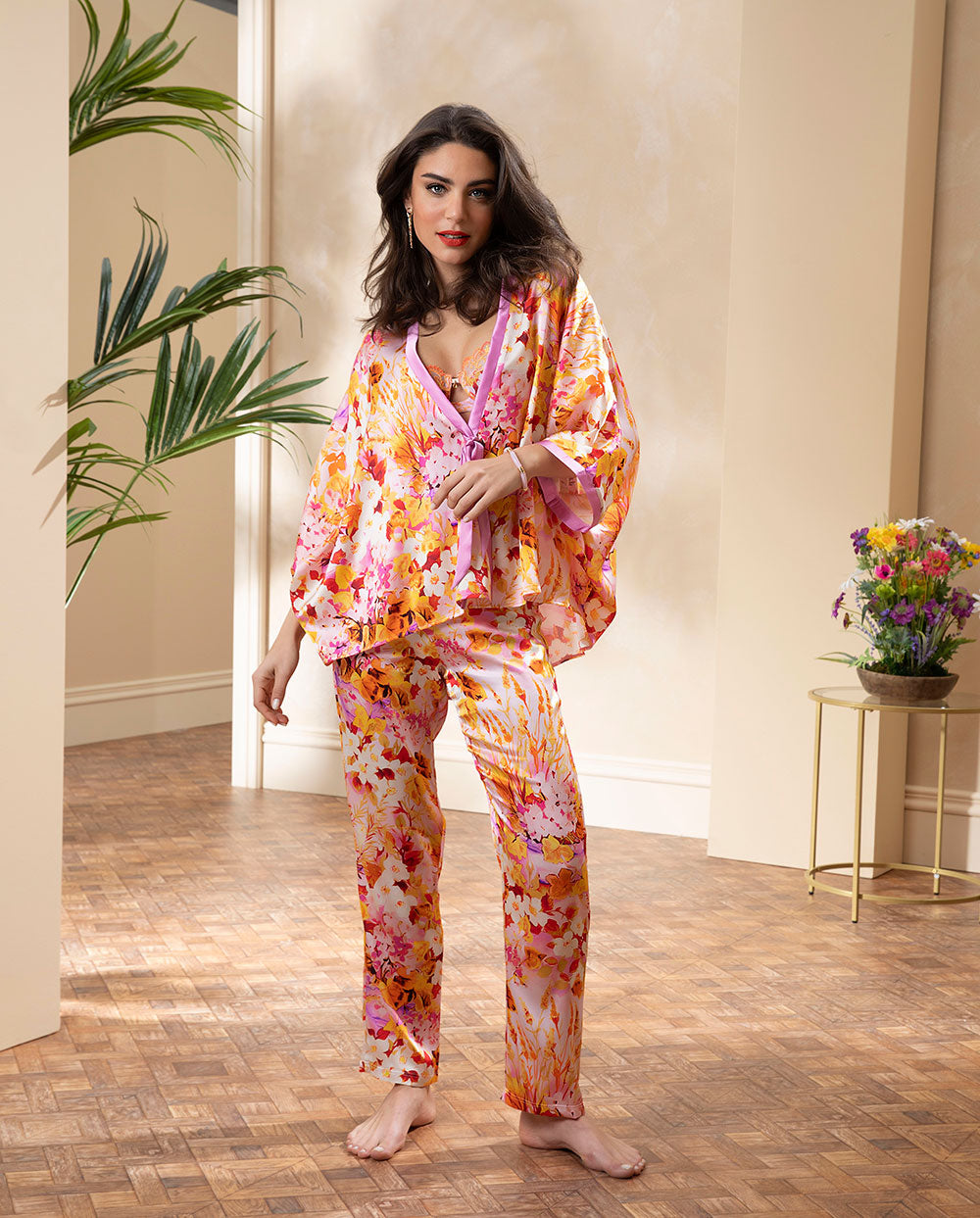 Pantalon en soie Lise Charmel Jardins de Lumière bouquet multicolore ALH0049-BL