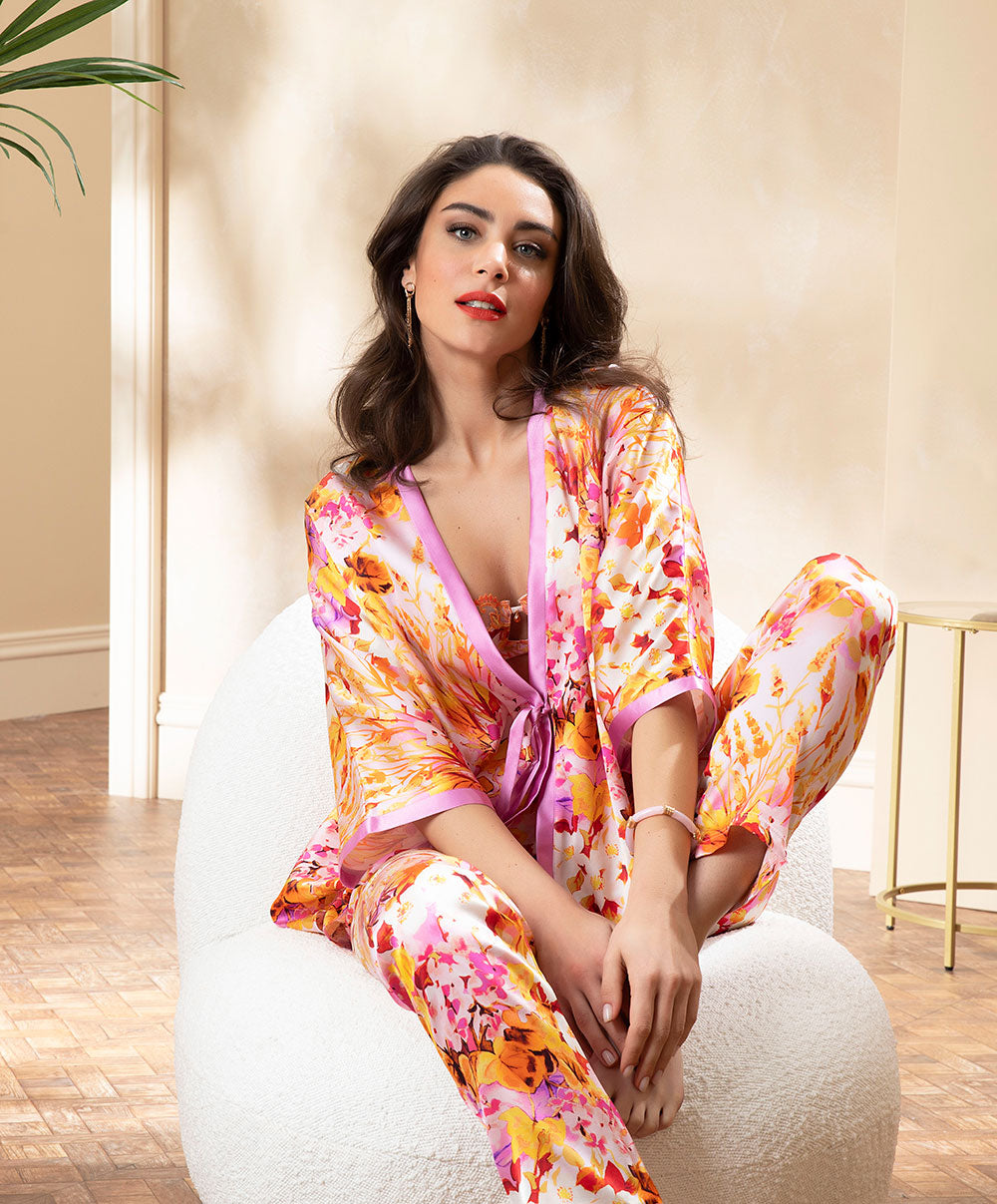 Pantalon en soie Lise Charmel Jardins de Lumière bouquet multicolore ALH0049-BL
