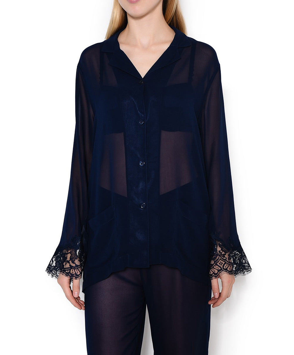 Pyjama de soie Lise Charmel Soir de Venise bleu ALA3003-BV