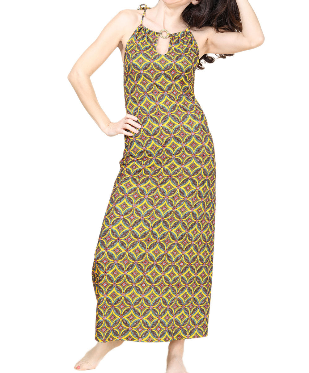 Robe de plage longue La Muse Africa jaune Antigel Bain ESB1156-JA