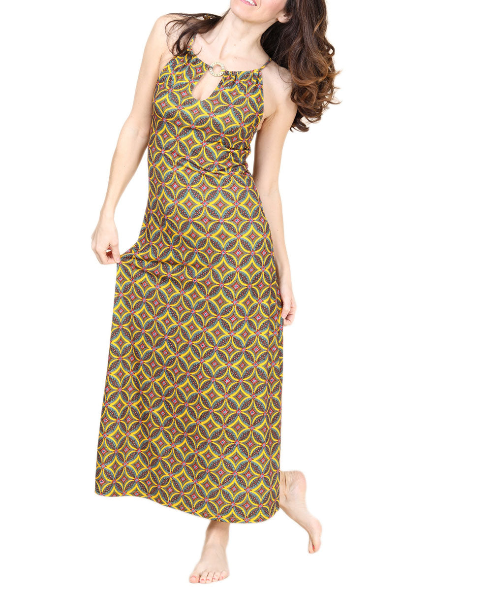 Robe de plage longue La Muse Africa jaune Antigel Bain ESB1156-JA